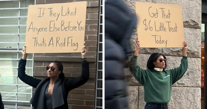 Woman Goes Viral With Her Funny Way Of Protesting Things Many Find Annoying (New Pics)