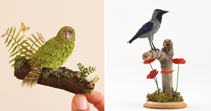 Our 7 Bird Sculptures Made From Tiny Hand-Cut Feathers