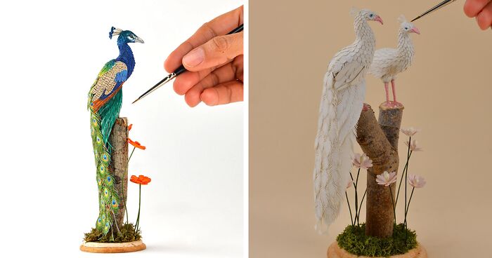 We Create Miniature Bird Sculptures From Paper, Here Are 11 Of Them