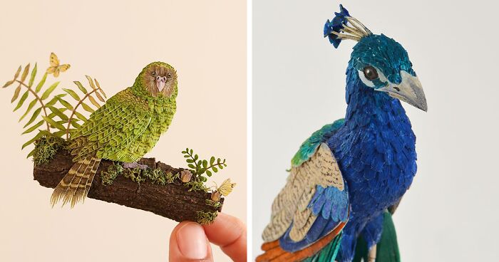 Our 7 Bird Sculptures Made From Tiny Hand-Cut Feathers