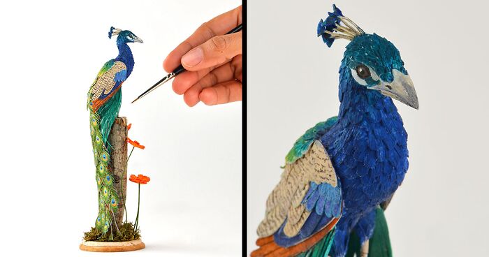 Our 7 Bird Sculptures Made From Tiny Hand-Cut Feathers