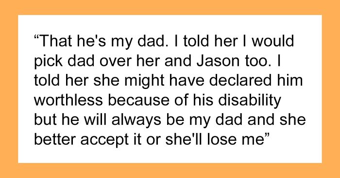 Woman Divorced And Cut Out Husband After An Accident Left Him Disabled, Expects Same From Daughter