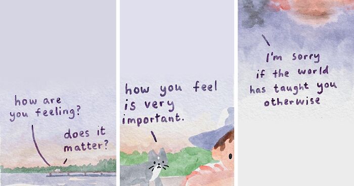 Artist Draws Wholesome Watercolor Comics About Mental Health (37 New Pics)