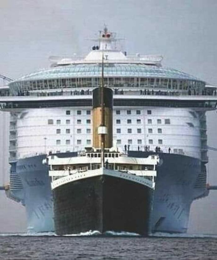 A Size Comparison Between The Titanic And A Modern Cruise Ship