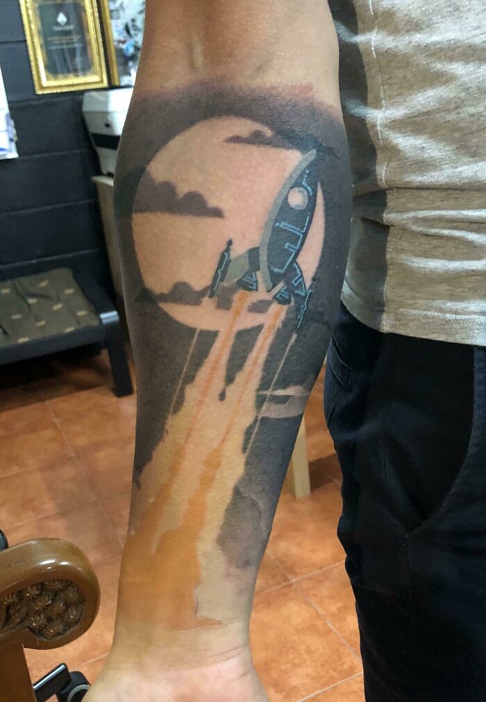 I Got A Tattoo Inspired By Danny Haas’ Retro Rocket Ships