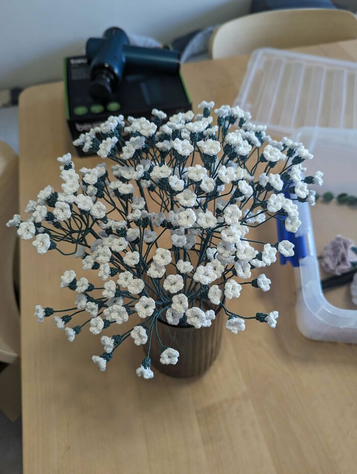 What 240 Individual Crochet Baby's Breath Look Like
