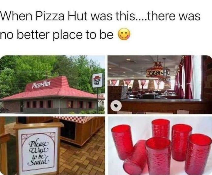 Remember When Pizza Huts Used To Be Sit-Down Restaurants? And Many Had An Arcade Section. I Used To Play Pac-Man In A Table-Style Arcade Console There. And I So Remember Those Red Cups! Now Most Pizza Huts Are Just A Take-Out Counter