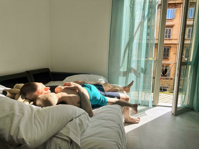 Husband And Son At Our Airbnb In Rome