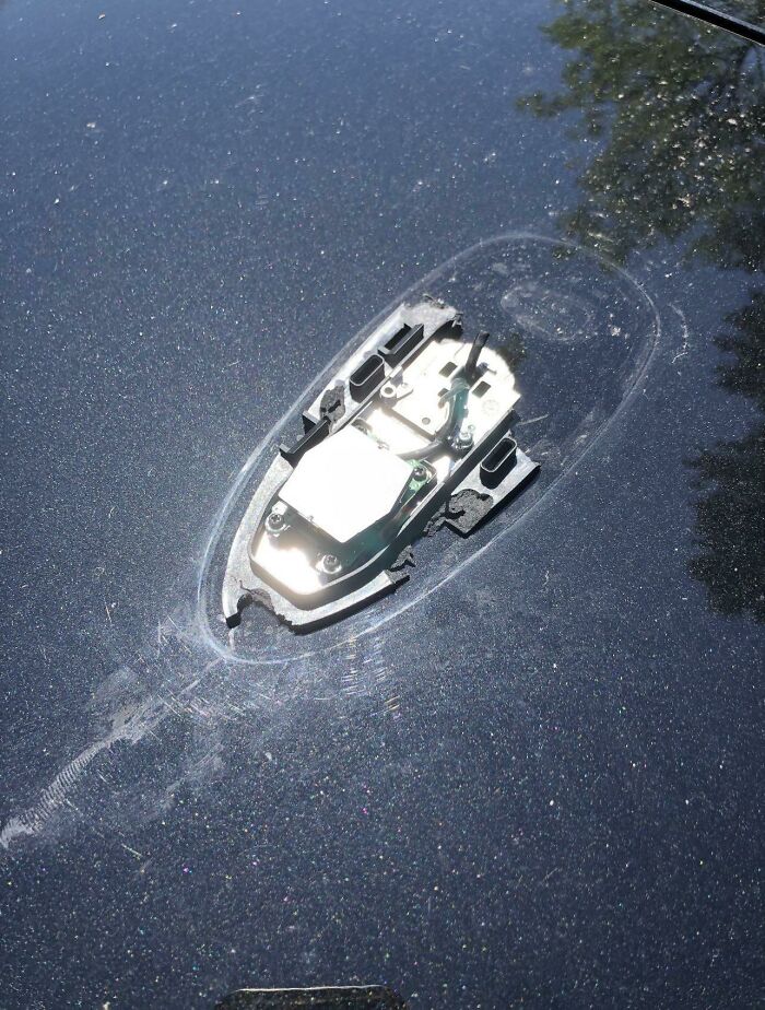 A Broken Car Antenna Looks Like A Half Sunken Boat
