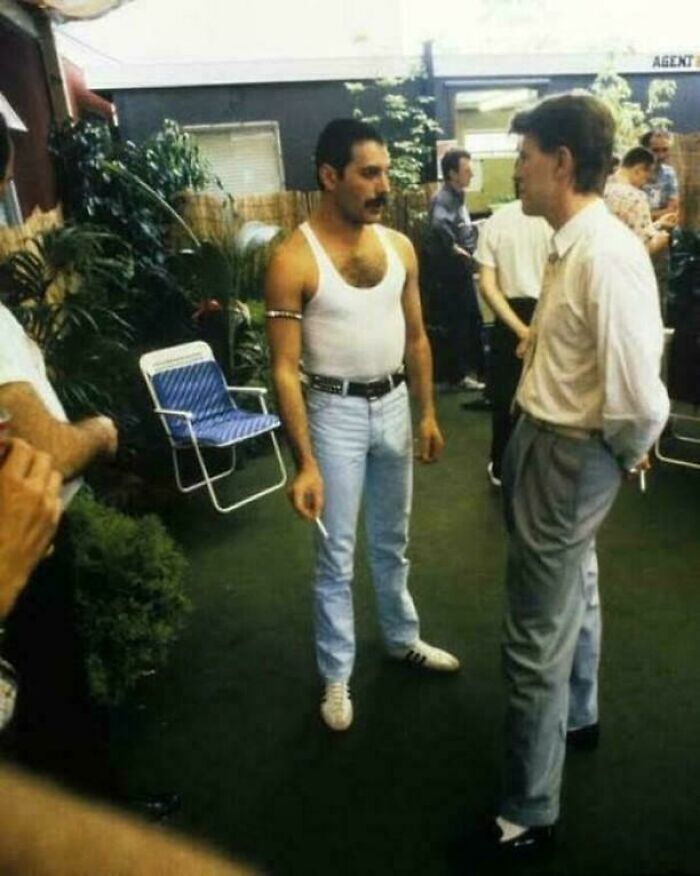 Freddie Mercury And David Bowie At Live Aid, 1985