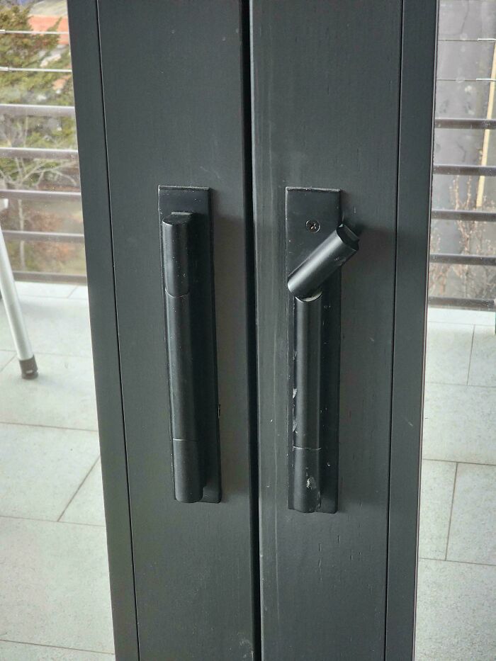 These Sliding Door Handles (Tilted Top = Unlocked, Straight = Locked)