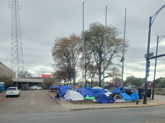 Saw This In Chicago Today. On The Lawn Of The Police Station