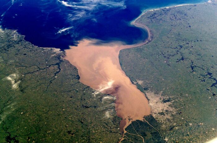 Satellite Picture Of The Widest River In The World, The Rio De La Plata