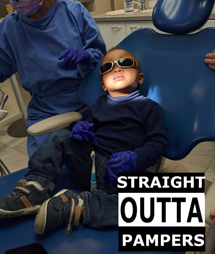 Son's First Dental Visit And He Looks Ready To Drop A Mix Tape