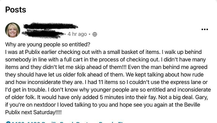 Not Letting Old People Skip You In Line Makes You Entitled?