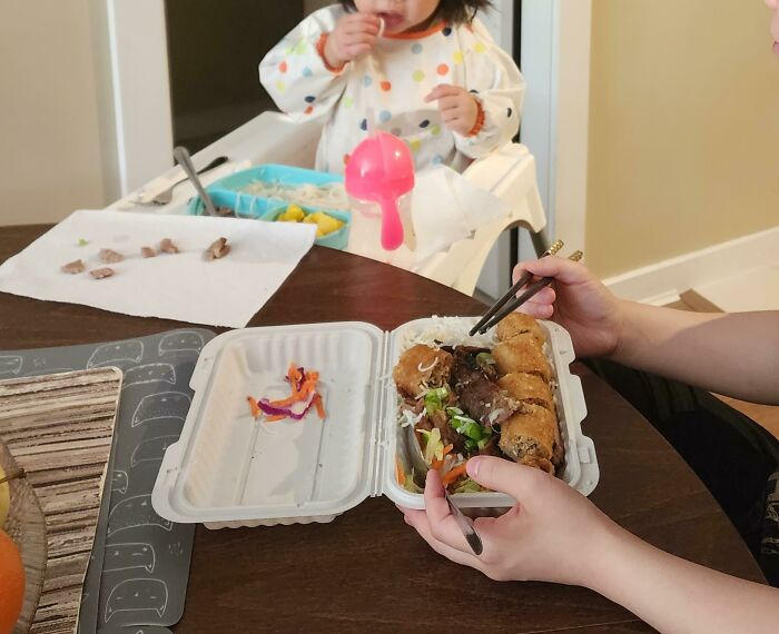 Our Daughter Makes A Rejection Pile For Dinner. My Wife Was "Confused" Where She Learnt To Do It