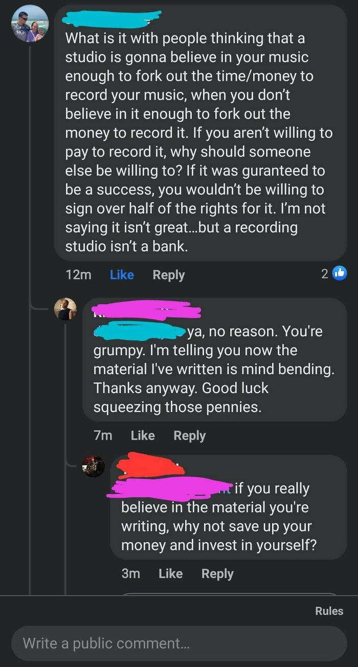 Delusional "Musician" Wants Free Recordings, And Gets Mad When Producers Ask For Compensation