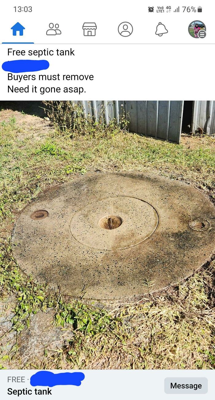 Oh Boy, A Free Used Septic Tank