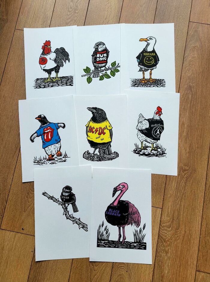 My Collection Of Birds Wearing Band T Shirts