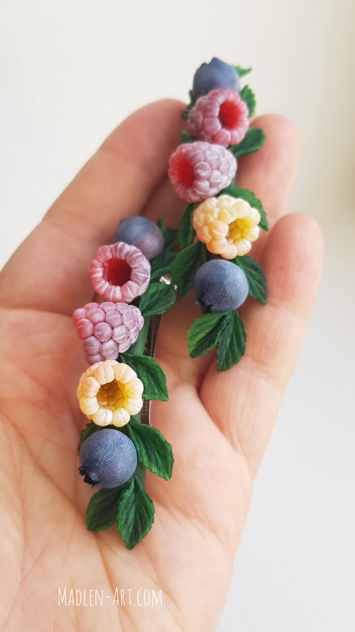 Berries Barrettes Made By Me From Polymerclay 🍀🍓🍀