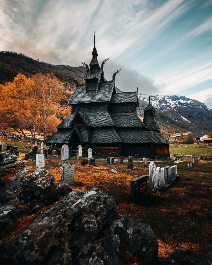 Cemetery Next To The Late 12th Century-13th Century Borgund Stave Church, Lærdal, Vestland County, Norway