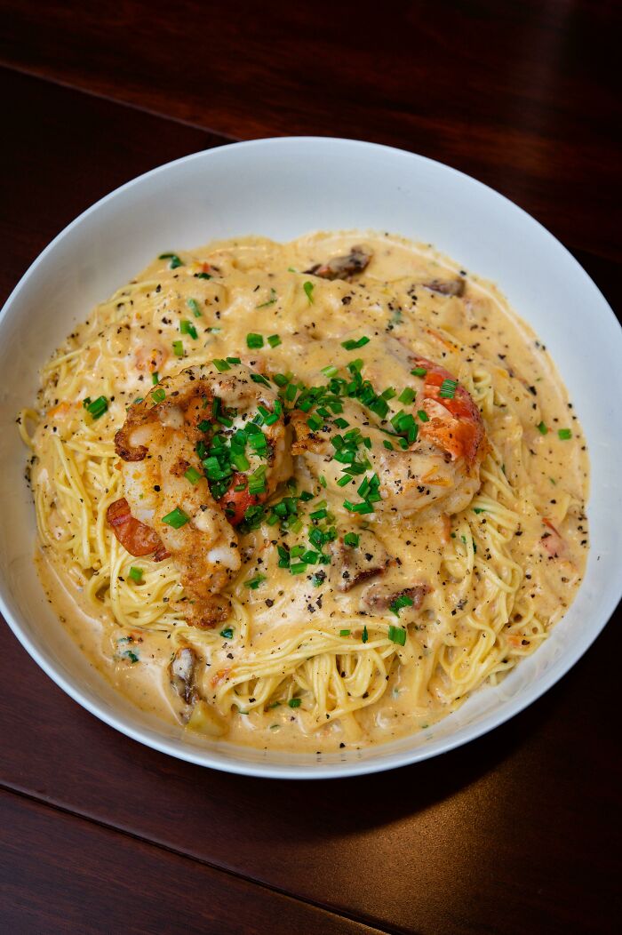 [homemade] Sun-Dried Tomato Shrimp Alfredo With Angel Hair Pasta