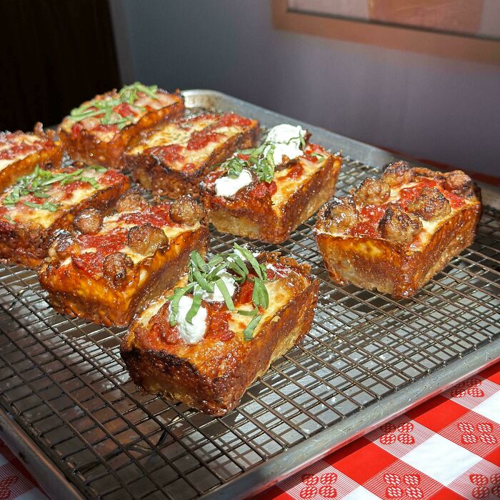 Homemade Mini Detroit Style Pizzas