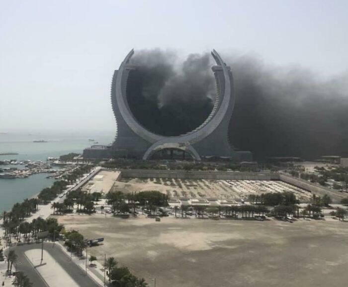 Qatar’s Crescent Tower Looking Even More Evil This Morning