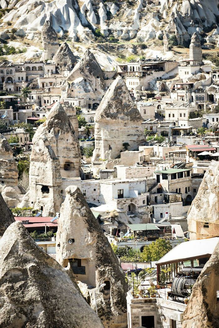 Inhabited Natural Rock Formations In Göreme, Turkey [oc]