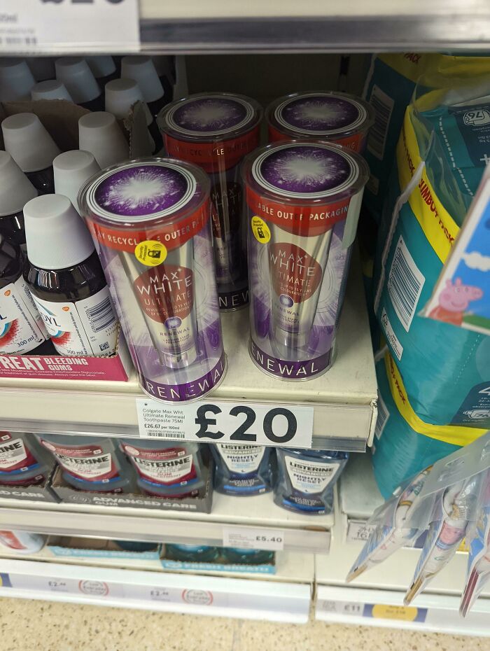 Product packaging on shelf with high price, highlighting a case of poor packaging design.