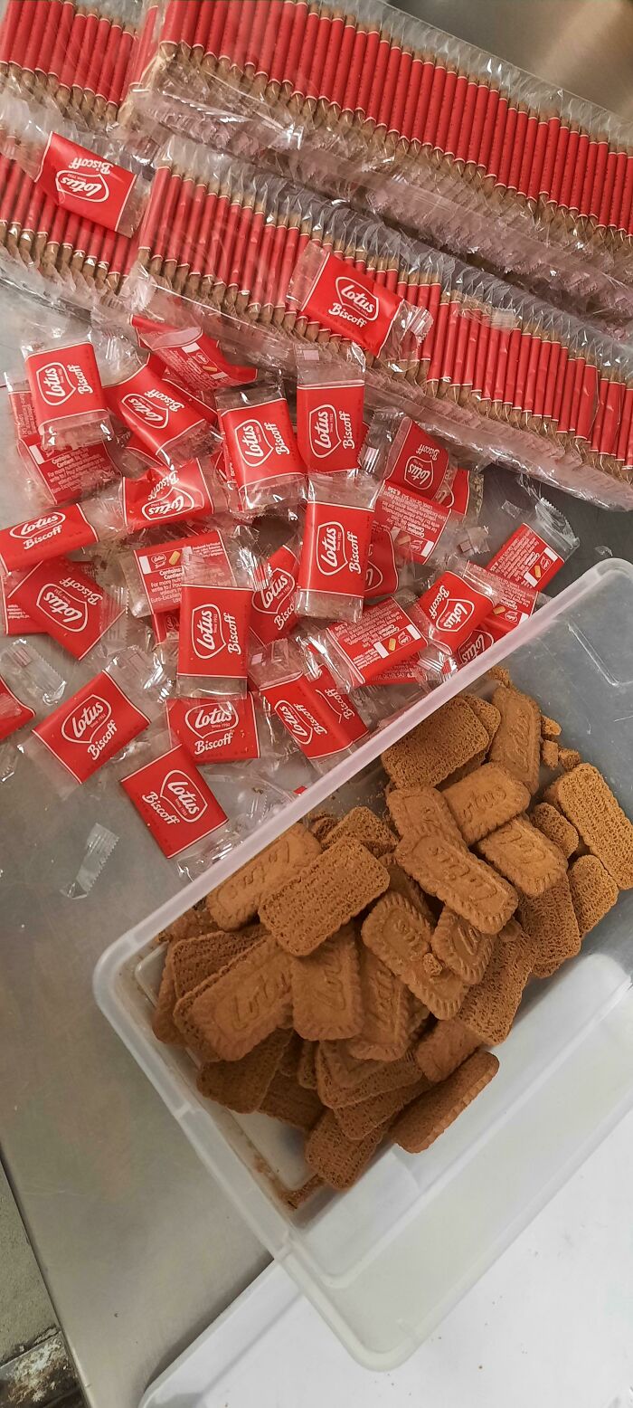 Misleading product packaging with mixed biscuit and wafer labels.