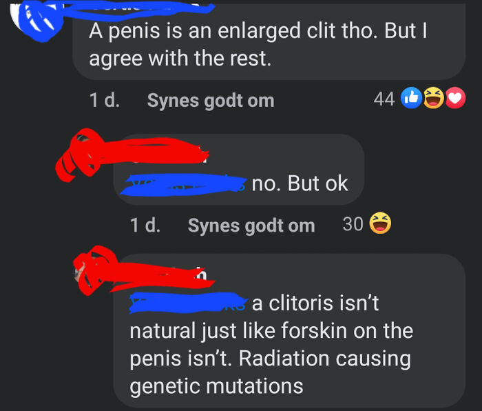 Social media comments showcasing overly confident incorrect people discussing anatomy.