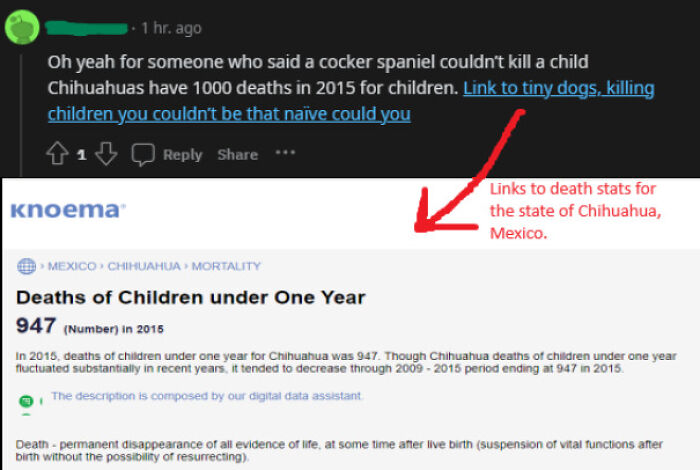 Comment highlights overly-confident incorrect claims about dog attack statistics in Chihuahua, Mexico.