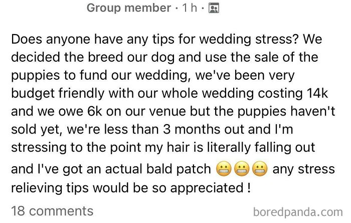 Saw This Post In A Wedding Planning Bookface Group