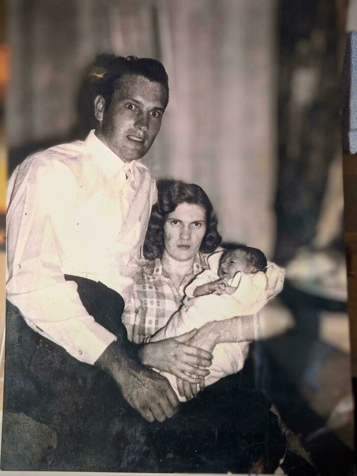 My Terrified Dad (20) And His First Wife (19) Days After The Birth Of Their First Child (Maine, USA, 1961)