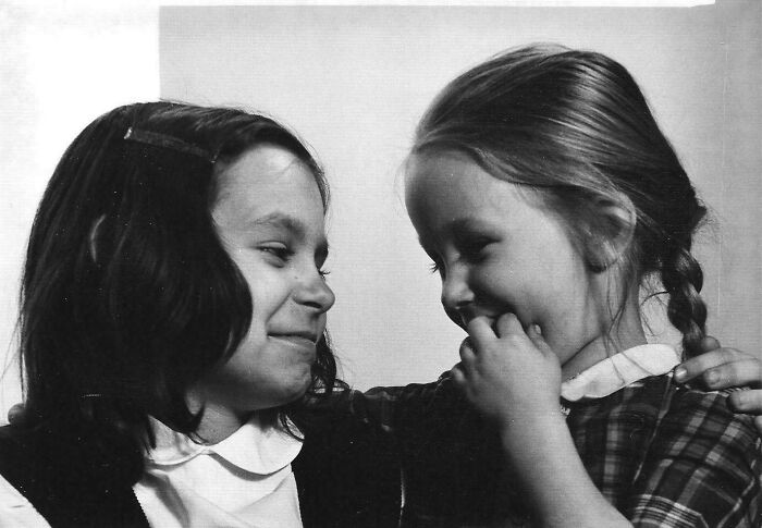 My Sister And Me 1963. The Photographer Told Us To Not Smile Which Made Us Giggle