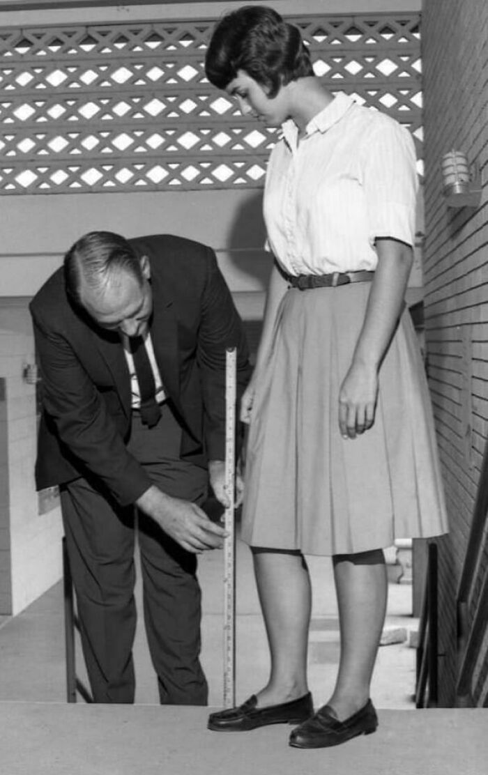 Rickards High School Principal Checking Skirt Length In Tallahassee, 1965