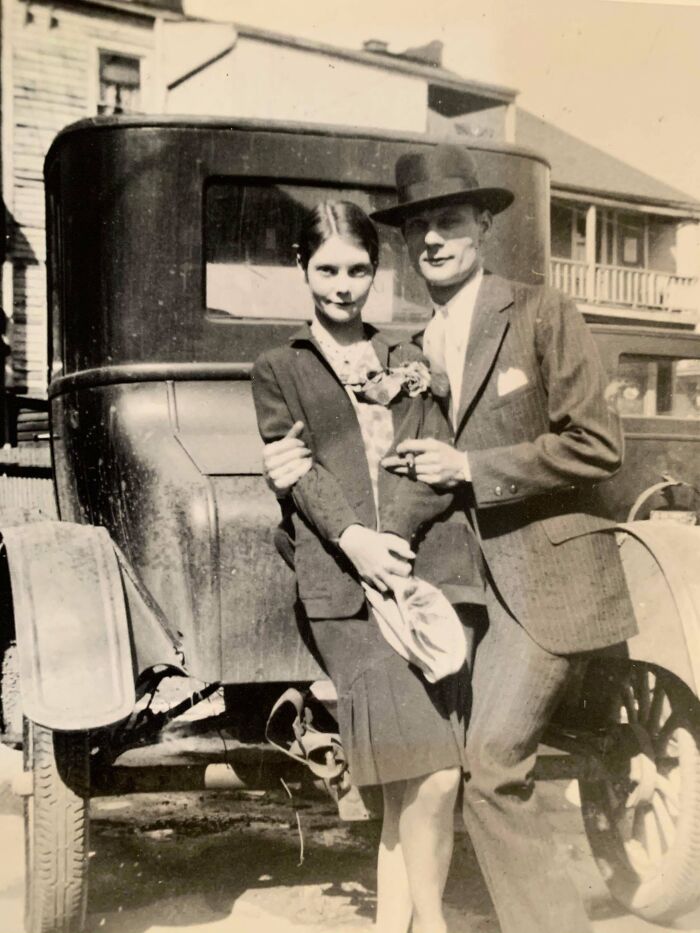 Jane Lucy Thompson (Later Lesich) Poses With Her Brother, Grover, And Mother, Agusta, In I Think The 1920s