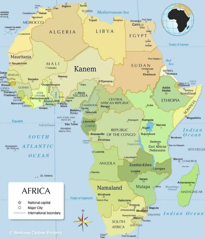 Map Of Africa But All Countries Have Sea Access