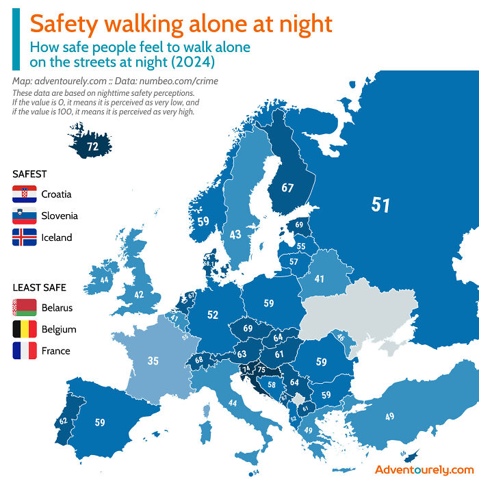 How Safe Do People Feel To Walk Alone At Night In Europe (2024)