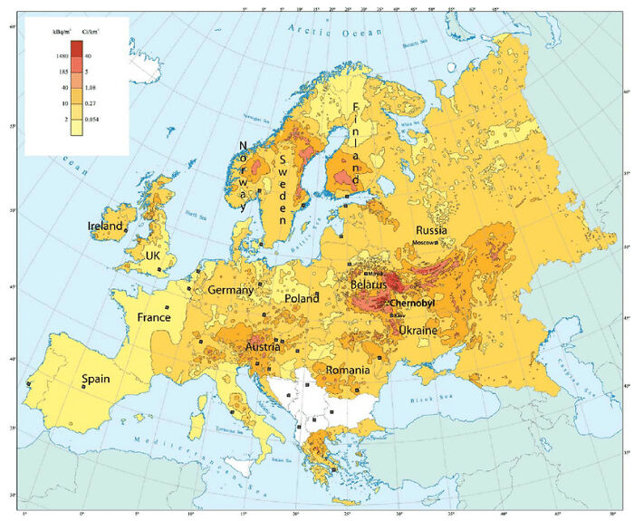 Distribution Of Radiation In Europe After The Chernobyl Disaster (April 26 1986)