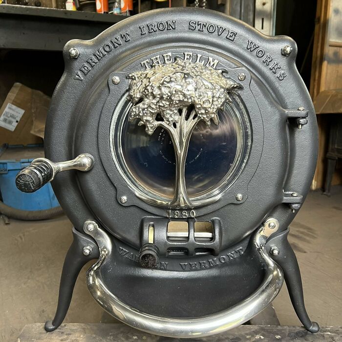 -Before And After 1980 Vermont Iron Elm Wood Stove- More Info In Comments