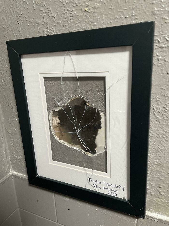 Restaurant I Ate Framed The Hole Someone Punched In The Men’s Room Wall