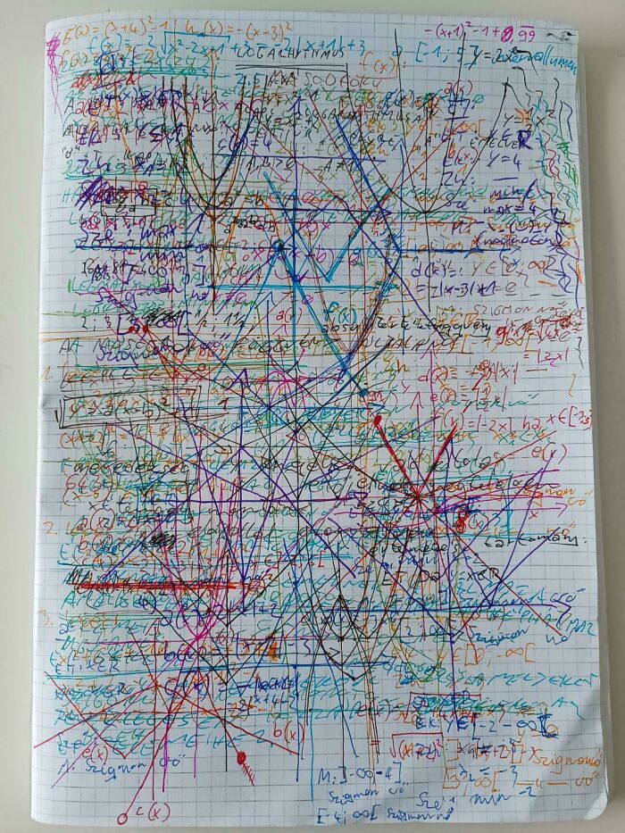 My Math Notebook After I Decided To Fit Every Lesson Onto One Single Page, But Always With Different Color