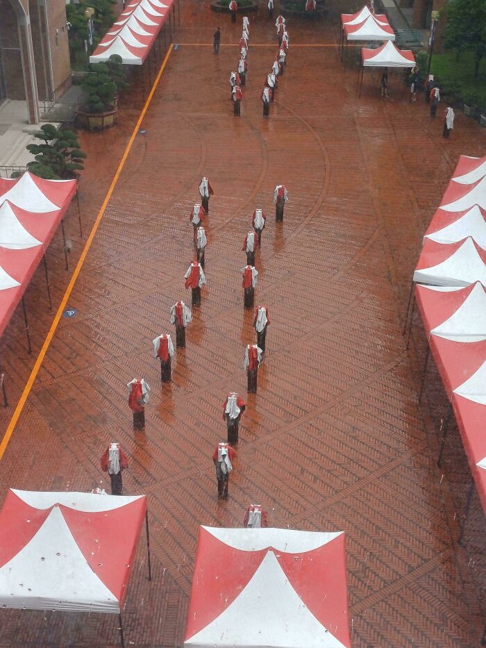 I Thought There Were Lines Of (Headless) People Dressed In Red And White