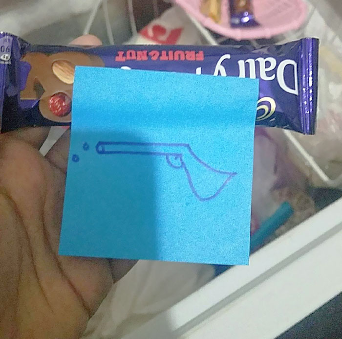 This Gun My Mom Drew To Try To Keep Me Away From Her Chocolate Stash