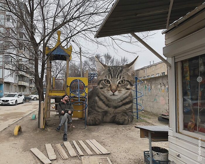 Pawsitively Epic: Russian Artist Envisions A Giant Feline World In New Series ( New Pics)