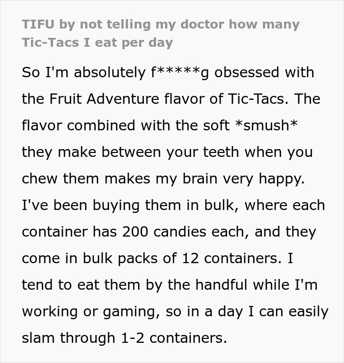 Man Suddenly Gains 40 Lbs And Doesn’t Know Why, Finally Figures Out That Tic Tacs Have Calories