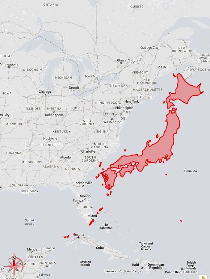 Así de grande es Japón en realidad