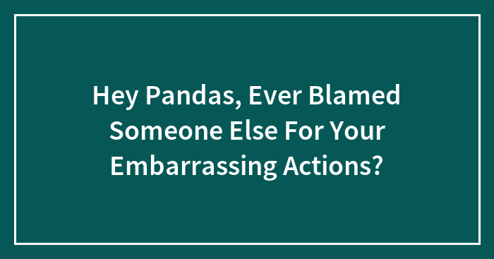 Hey Pandas, Ever Blamed Someone Else For Your Embarrassing Actions? (Closed)